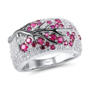 Anillo Árbol de la Vida Circonio Rosa