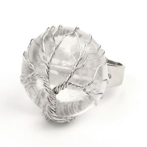 Anillo Árbol de la Vida de Cristal Blanco