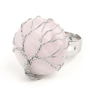 Anillo Árbol de la Vida Rosa Cuarzo
