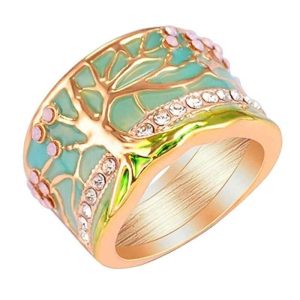 Anillo Flor Rosa Árbol de la Vida