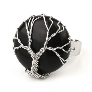 Anillo Árbol de la Vida Ónix Negro