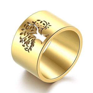 Anillo Arbre de Vie Oro Amarillo Acero