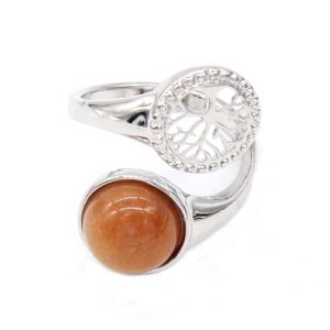 Anillo Árbol de la Vida Piedra Aventurina Roja