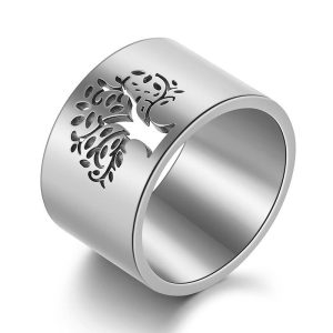 Anillo Árbol de la Vida Acero Plateado