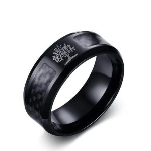 Anillo Retro Negro Árbol de la Vida