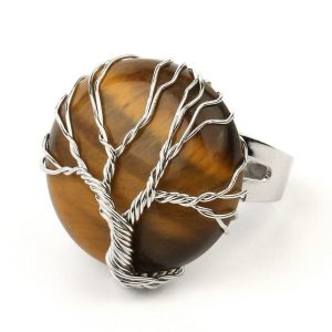 Anillo Árbol de la Vida Ojo de Tigre