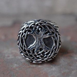 Anillo de Acero Yggdrasil Vikingo Árbol de la Vida