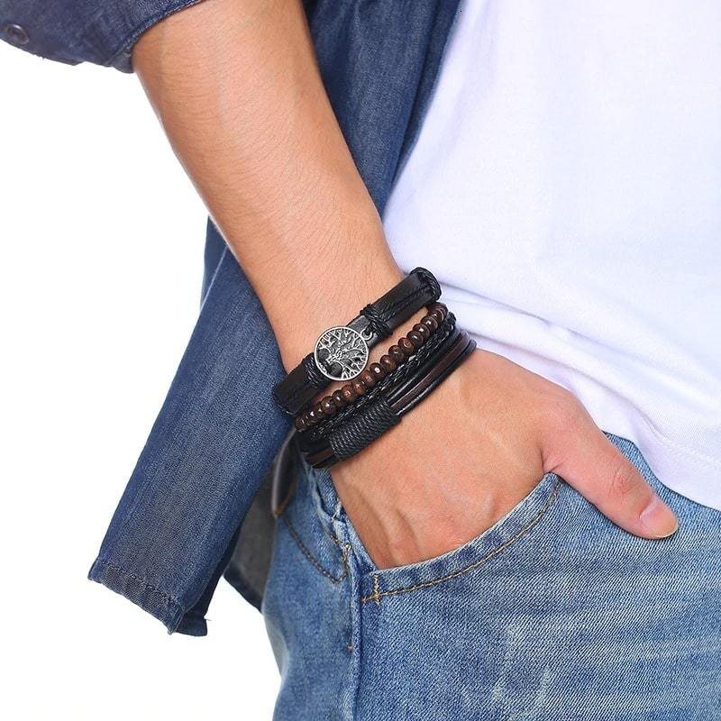 Pulsera Arbol de la Vida Hombre Cuero Pulsera Arbol de la Vida Hombre Cuero