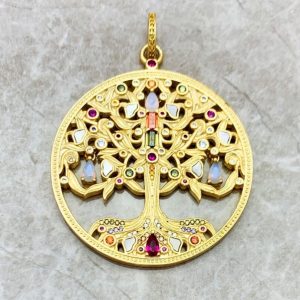 Colgante Arbol de la Vida de Oro y Oxido de Circonio en Plata de Ley 925