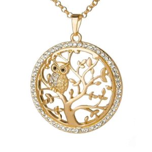 Collar Árbol de la Vida Búho de Oro
