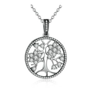 Collar Flor de Plata con Diamantes Arbol de la Vida