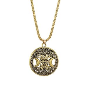 Acero Pentagrama Árbol de la Vida Collar