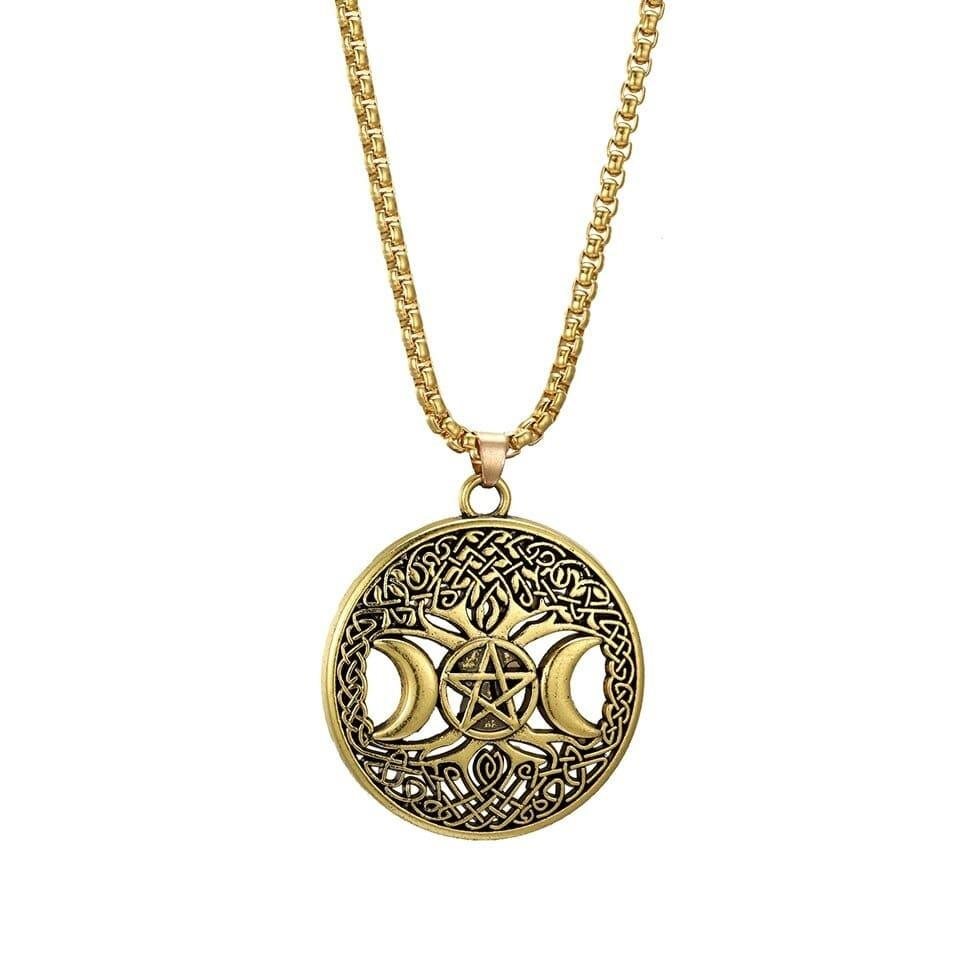 Acero Pentagrama Árbol de la Vida Collar Acero Pentagrama Árbol de la Vida Collar