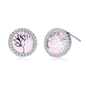 Pendientes Arbol de la Vida Glamour Rosa