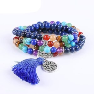 7 Chakra Curación Mala Árbol de la Vida Pulsera con Amatista