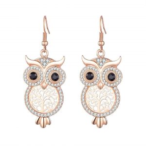 Pendientes Arbol de la Vida Búho Oro Rosa