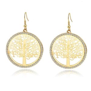 Pendientes Arbol de la Vida Colgante Oro