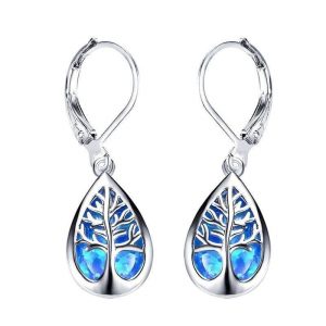 Pendientes Arbol de la Vida Opalo Azul
