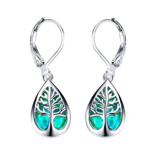 Pendientes Arbol de la Vida Opalo Verde