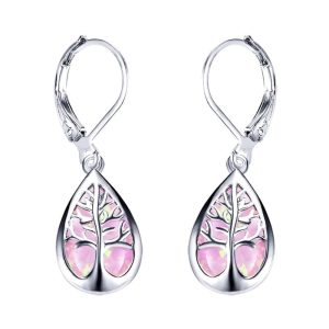 Pendientes Arbol de la Vida Opalo Rosa