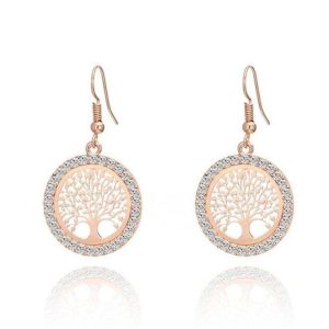 Pendientes Árbol de la Vida Oro Rosa