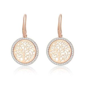 Pendientes Arbol de la Vida Chapados en Oro Rosa