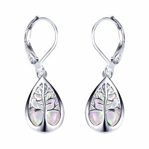 Pendientes Arbol de la Vida Opalo Blanco