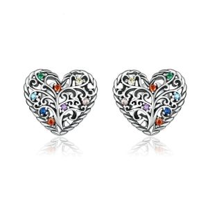Pendientes Arbol de la Vida Corazon de Plata