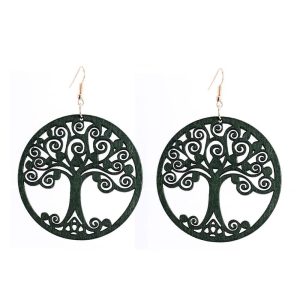 Pendientes Arbol de la Vida Etnico Verde