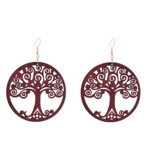 Pendientes Arbol de la Vida Etnico Rojo