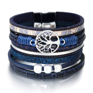 Pulsera Arbre de Vie Piel Azul