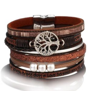 Pulsera Arbol de la Vida Piel Marron