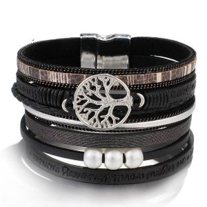 Pulsera Arbre de Vie Cuero Negro