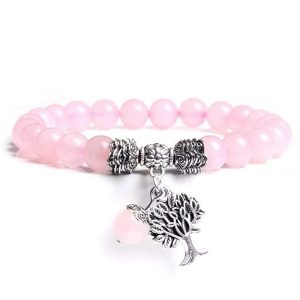 Pulsera Árbol de la Vida Cuarzo Rosa
