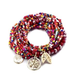 Pulsera Bohemia Arbol de la Vida Rojo