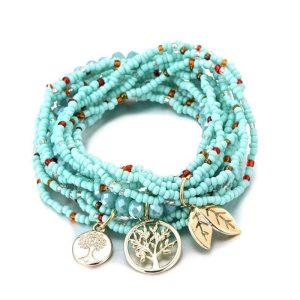 Pulsera Bohemia Árbol de la Vida Turquesa